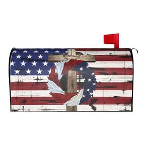 Mail230423 Kawani Patriotic American Flag Wreath Cross Mailbox Covers Magnetic Stars Stripes 4t