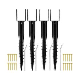 Kd-ustake-4 Kdgarden Premium No Dig Ground Anchor Black U-model Screw In Post Stake 27 Inch Long Ancho