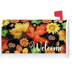 Mc007 Ke Rui Welcome Fall Maple Leaves Sunflower Decoration Mailbox Cover With Magnetic