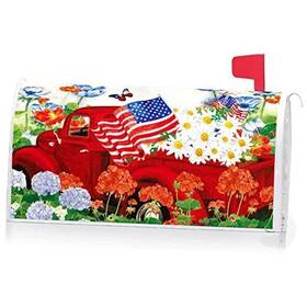 Yq80356 Ke Rui Patriotic American Red Truck Daisy Floral Memorial