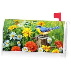 Yq80421 Ke Rui Daisy Floral Bird Decoration Mailbox Cover With Magnetic Strip Spring Summer