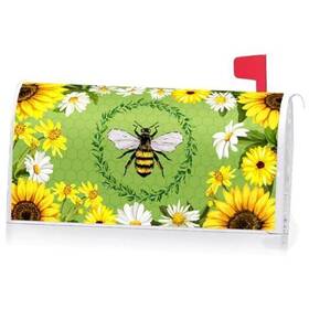 Yq80423 Ke Rui Sunflower Daisy Floral Bee Decoration Mailbox Cover With Magnetic Strip