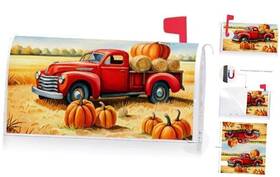 Yq80445 Ke Rui Fall Red Truck Pumpkin Decoration Mailbox Cover With Magnetic Strip Autumn