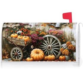 Yq80480 Ke Rui Fall Thanksgiving Harvest Pumpkins Floral Decoration Mailbox Cover With