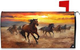 G358938233p390c425s804 Kigai Watercolor Running Horse Magnetic Mailbox Covers - Decorative Wraps For Ga