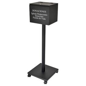 Kingdom Inc. 680051158303 Durable Touch-free Giving Metal Collection Box With Wheels For Easy Movement