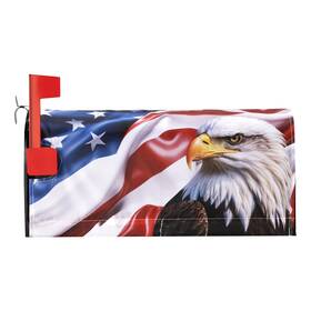 Kioytlik 744585263398 American Eagle Flag Welcome Magnetic Mailbox Cover 7.4 July Fourth Festival C