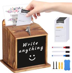 Kvtukiait 701915578546 Suggestion Box With Slot And Lock - 100 Cards Ballot Donation