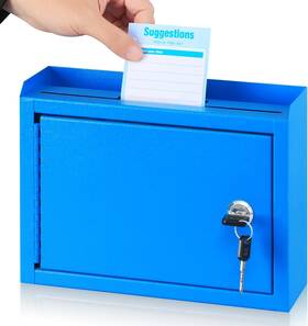 Kyodoled 726962987356 Suggestion Box With Lock And Slot Small Locking Mailbox Large Blue