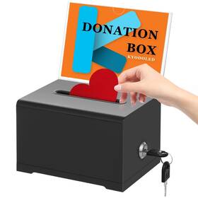 P0261 Kyodoled Black Donation Box With Lock Ballot Sign Holder Suggestion