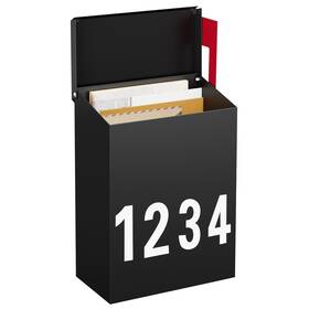 Amb05b Land Voi Wall-mount Mailbox With One Flag Kit And Three Sets Of 0-9 N