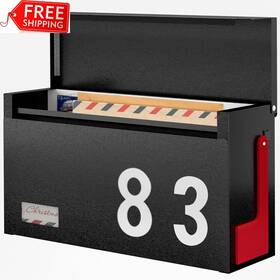 Amb06b Land Voi Modern Mailboxes For Outside Metal Wall Mount Mailbox With One Flag Kit And Th