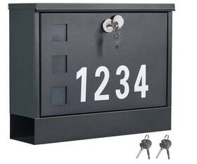 Amb11g Land-voi Locking Mailbox Wall Mount Metal 3 Sets Of Number Stickers 4 Keys Large Capacity