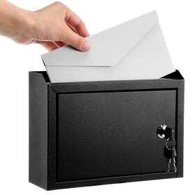 Am554404 Lemecima Metal Suggestion Box Locked Mailbox Drop With Lock Wall Mounted Black -