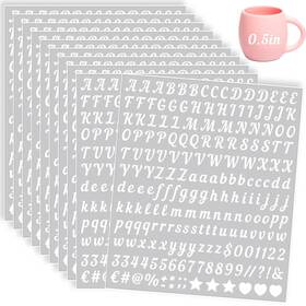 455456 Letteryongju 2000 Pieces 10 Sheets Vinyl Letter Stickers Small 1/2 Inch Cursive White