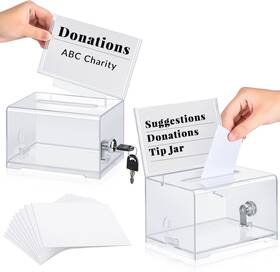 Lewtemi 705353222610 2 Pack Acrylic Donation Box With Lock Tip Jars Suggestion Storage Co