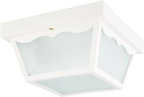 Lighting Sf77/879 Poly Frame Carport Flush Mount With Frosted Acrylic Panels White Larg
