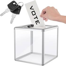 Lineshading 711181705287 Acrylic Donation Raffle Box With Slot And Lock Large Clear Ballot Off