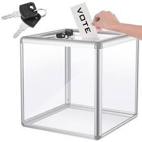 Yyj-lineshading-183 Lineshading Acrylic Donation Box Reinforcement Large Ballot Container With Slot Raffle Su