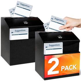 Linsiron 860014357541 Suggestion Box With Slot And Lock 2 Pcs Metal 8.4 X 5.8 7.0 Inch B
