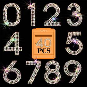 Locacrystal 796062295460 40pcs Bling Rhinestone Numbers 1.57 Inch Crystal Ab