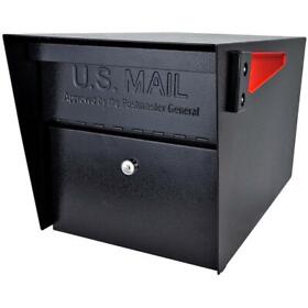 00010812 Locking Mailbox Large Post Mount Anti Theft System Heavy Gauge Steel Blk