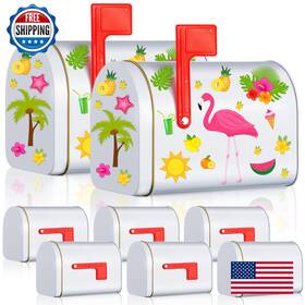 B0c2hs1n1z Lounsweer 8 Pcs Mini White Tinplate Christmas Mailbox Toy 6.3x4.5x3.6 Inch