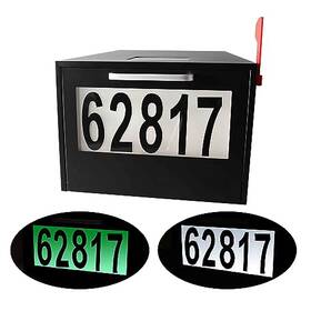 Loyricky 707999836978 Black Post Mount Mailbox - 2 Lighting Modes Solar House Numbers Light Infrare