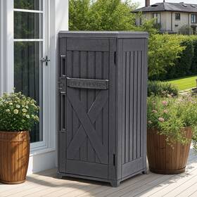Luxuryartlife 199449607724 Outdoor Package Delivery Box 60gal Lockable All-weather Resin Storage Parcel Bin