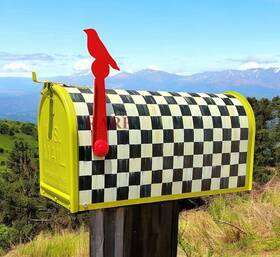 210-0022 Mackenzie-childs Courtly Check Mailbox New No Box