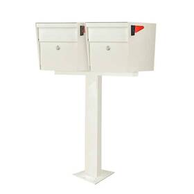 Mail Boss 660753710764 Mailboss X2 Locking Mailbox Post Mount Combo Kit Cream White