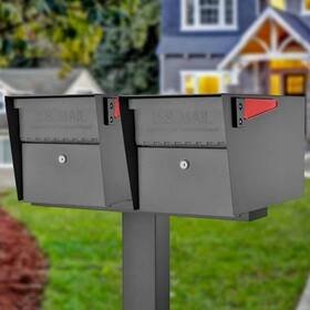 2-compartment Mail Boss 660753750555 Manager X2 Locking Mailbox Combo Kit With In-ground Post