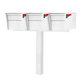 Mail Boss 660753752931 Manager Street Safe X3 Rear Locking Mailbox Combo Kit Alpine White