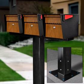 Mail Boss 705353040474 Manager X3 Locking Mailbox Combo With Black Surface-mount Post Wood Grain