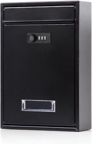 Mail Boxes With Combination Lock Large Capacity 12.6 X 8.46 3.35 Inch Black