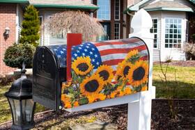 Mawjom 313104264224 Magnet Mailbox-covers Post-letter-wraps - Sunflower Us-flag Stripes 18x21in For