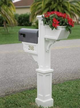 580200000 Mayne Mailbox Post 56.5 Inch H Decorative Fade Resistant Polyethylene Vinyl White