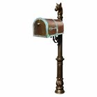Mb-3000-pat-lp701-bz Qualarc Mailbox Antique Brass Patina Post Ornate Base Bronze