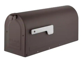 316114412 Mb1 Rubbed Bronze Medium Steel Post Mount Mailbox With Silver Flag