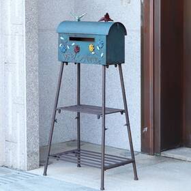 24348 Meiyihui Metal Mailbox And Plant Stand Combination Mailboxes For Outside With St