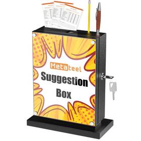 M-d7-h-fba Metateel Suggestion Box With Slot And Lock-wall Mount Option Metal Ballot Ac