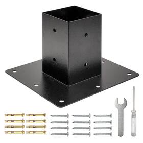 Miozon 760601008187 Mailbox Mounting Base Plate Black Powder Coated Surface Mount Post