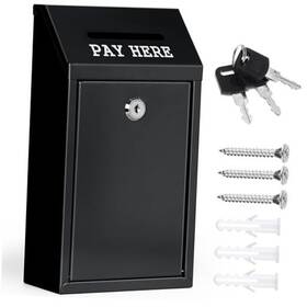 Kwk0626 Mkhaslri Metal Donation Box Collection Safe Suggestion 10.24 X 5.71 2.95 Inch Balck