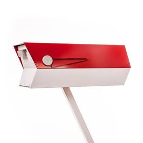 Modbox 700256924753 The Mid-century Modern Curbside Mailbox Color Atomic Red - White