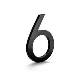 Montague Metal Products 737276018506 16 Inch Black Alumunim Floating Or Flat Modern House Number 6