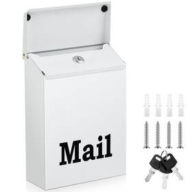 Morningro Hui-morningro-1897 10 X 7 3 Inch Small White Wall Mount Mailbox With Lock Key For Outside Apar