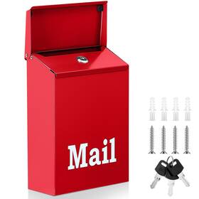 Morningro Hui-morningro-1898 10 X 7 3 Inch Small Red Wall Mount Mailbox With Lock Key For Outside Apartm