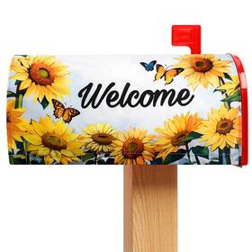 469-6543 Mountclim Hello Summer Sunflowers Mailbox Cover Magnetic Standard Size 21 Inch X 18 Welcom