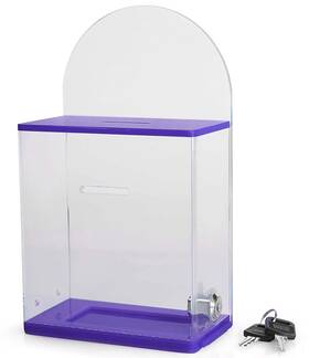 My Charity Boxes 720189906848 Acrylic Donation Suggestion Collection Box Pre Drilled Holes For Wall Mounted Or