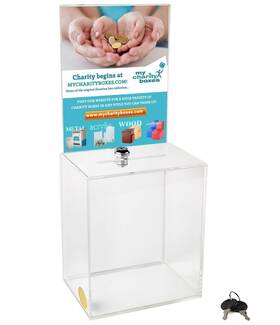My Charity Boxes 720189907579 Extra Large Acrylic Donation Ballot Box Fundraising Coin Collection T